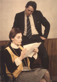 Going over promotional scripts with Jean Marsh, star of Upstairs,Downstairs on Masterpiece Theatre